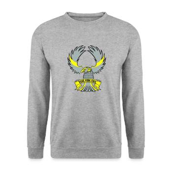 adler veni vidi vici - Unisex Pullover - Weißgrau meliert - Vorne - Alina (178cm) & Michal (187cm)