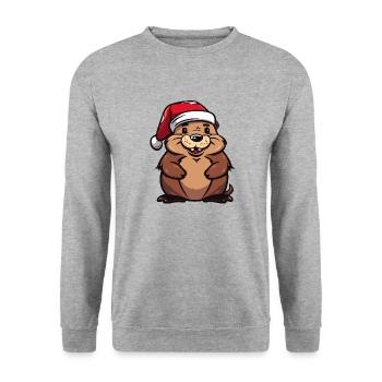 Beaver Christmas - Unisex Sweatshirt - salt & pepper - Front - Alina (178cm) & Michal (187cm)