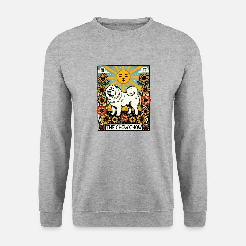 Die Chow Chow Dog Tarotkarte - Unisex Pullover - Weißgrau meliert