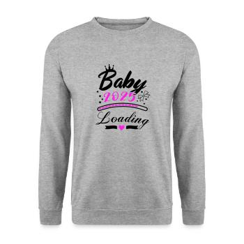 baby 2025 loading - Unisex Pullover - Weißgrau meliert - Vorne - Alina (178cm) & Michal (187cm)