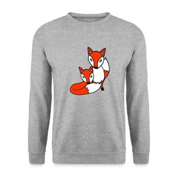 2 Foxes Friends Red Fox Two Wild Animals Team - Unisex Sweatshirt - salt & pepper - Front - Alina (178cm) & Michal (187cm)