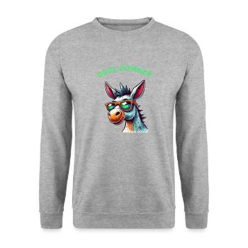 esel comic cool - Unisex Pullover - Weißgrau meliert - Vorne - Alina (178cm) & Michal (187cm)