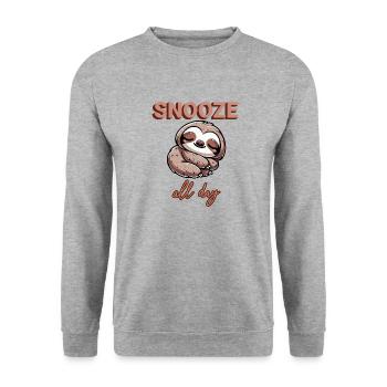 Snooze all day - Cute sloth - Unisex Sweatshirt - salt & pepper - Front - Alina (178cm) & Michal (187cm)
