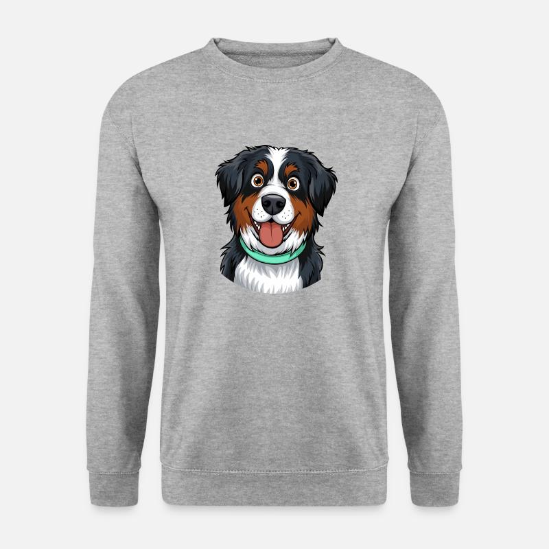 Berner Sennenhund Portrait - Unisex Pullover - Weißgrau meliert