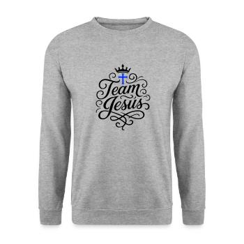 Team Jesus Cross - Unisex Sweatshirt - salt & pepper - Front - Alina (178cm) & Michal (187cm)
