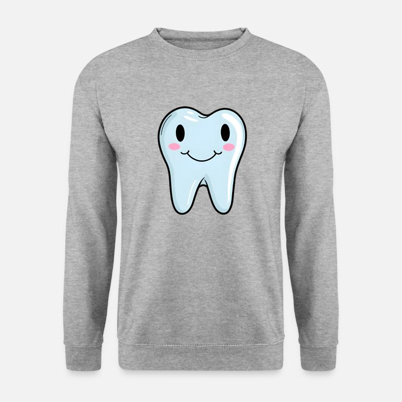 Zahn Zähne Lächeln Lachen - Unisex Pullover - Weißgrau meliert