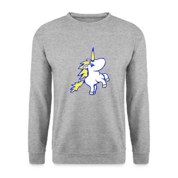 Unicorn Jumping Up Front Legs Cute Cartoon Horse - Unisex Sweatshirt - salt & pepper - Front - Alina (178cm) & Michal (187cm)