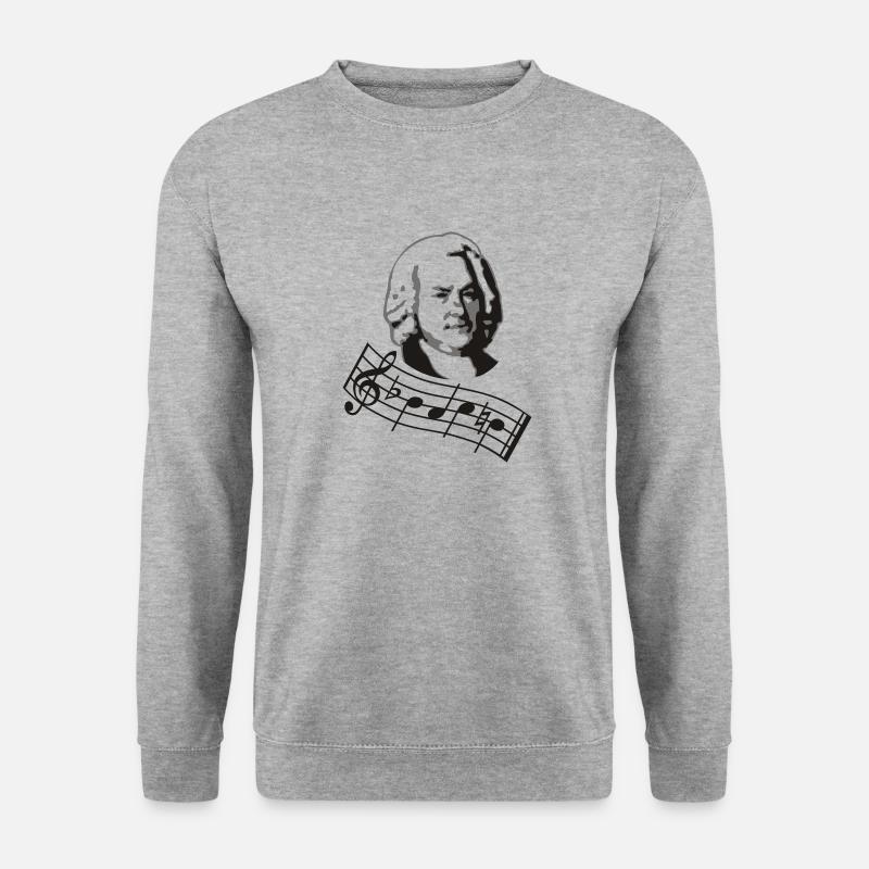 bach noten 2col - Unisex Pullover - Weißgrau meliert