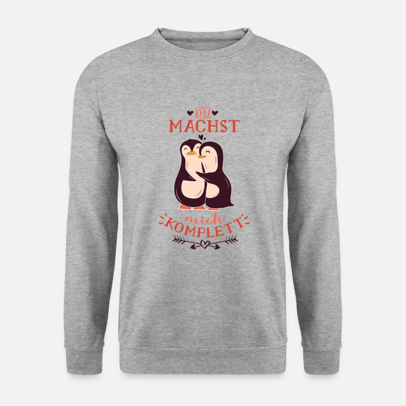 Du machst mich komplett mein Pinguin - Unisex Pullover - Weißgrau meliert