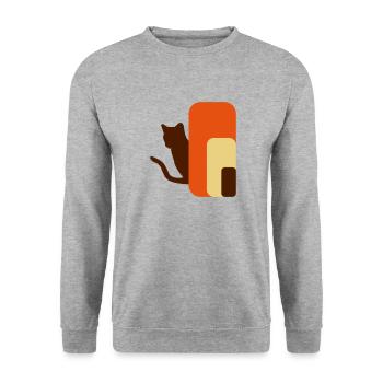 Chat rétro Katze - Sweat-shirt Unisexe - gris chiné - Devant - Alina (178cm) & Michal (187cm)