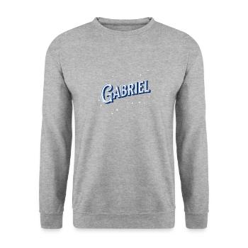 Gabriel name personalized - Unisex Sweatshirt - salt & pepper - Front - Alina (178cm) & Michal (187cm)