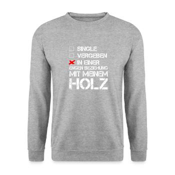Beziehung Holz - Unisex Pullover - Weißgrau meliert - Vorne - Alina (178cm) & Michal (187cm)