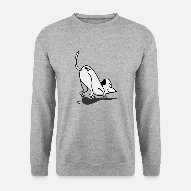 Komischer Hund / Sniffing Cartoon Dog (DDP) - Unisex Pullover - Weißgrau meliert
