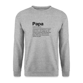 Papa linie - Unisex Pullover - Weißgrau meliert - Vorne - Alina (178cm) & Michal (187cm)