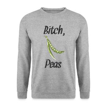 Vegan Veganer Veganerin Erbsen Schwarz - Unisex Pullover - Weißgrau meliert - Vorne - Alina (178cm) & Michal (187cm)