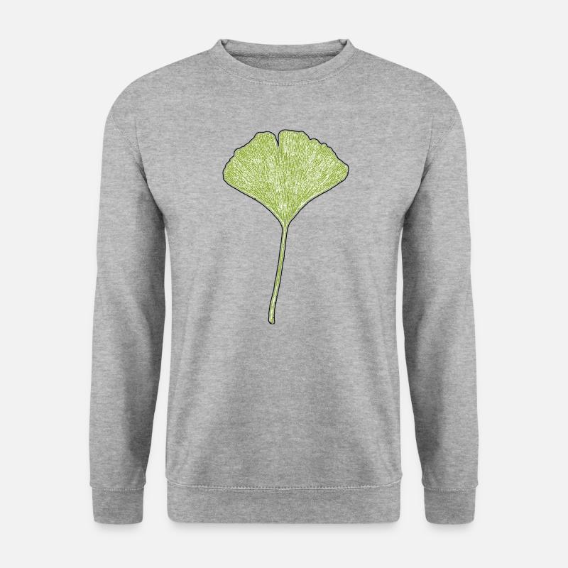 Gingko Blatt - Unisex Pullover - Weißgrau meliert