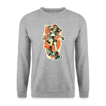 Skater Girl - Unisex Sweatshirt - salt & pepper - Front - Alina (178cm) & Michal (187cm)