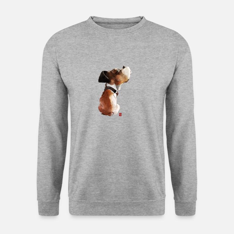 Sketchy Boxer - Unisex Pullover - Weißgrau meliert