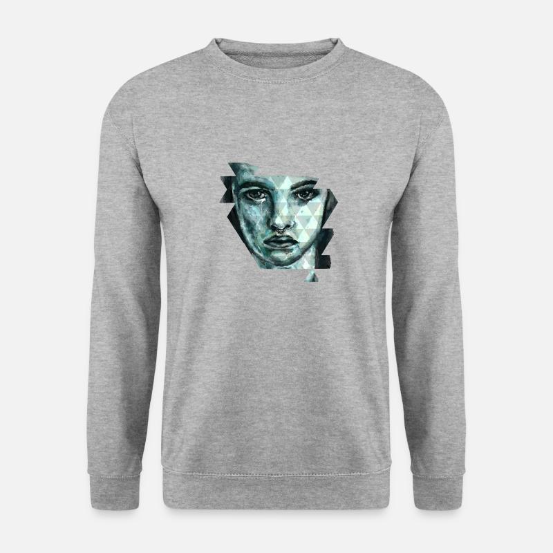Gesicht - Unisex Pullover - Weißgrau meliert