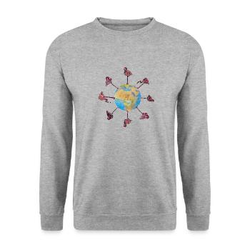 Je suis un flamant, je suis autorisé à ... - Sweat-shirt Unisexe - gris chiné - Devant - Alina (178cm) & Michal (187cm)