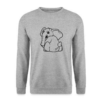 L’éléphant se retourne - surpris, effrayé - Sweat-shirt Unisexe - gris chiné - Devant - Alina (178cm) & Michal (187cm)