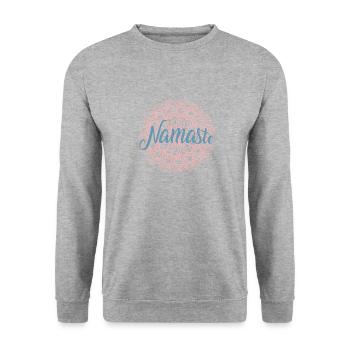Yoga Namaste Fitness Shirt - Unisex Pullover - Weißgrau meliert - Vorne - Alina (178cm) & Michal (187cm)