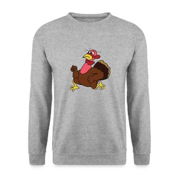 Thanksgiving Truthahn Pute Pilger - Unisex Pullover - Weißgrau meliert - Vorne - Alina (178cm) & Michal (187cm)