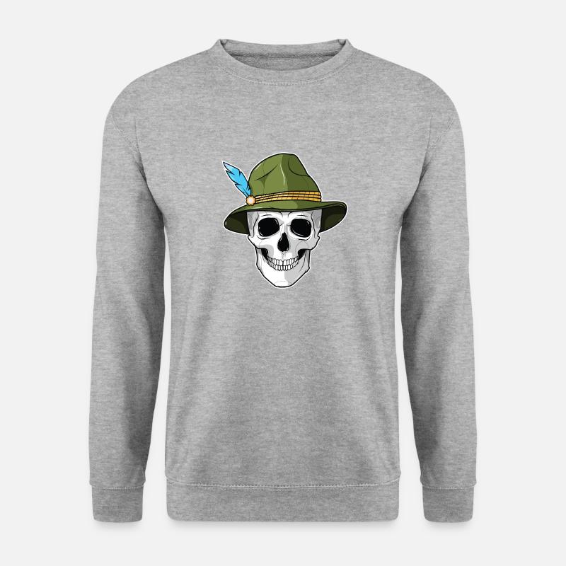 - skull with felt hat - Unisex Sweatshirt - salt & pepper