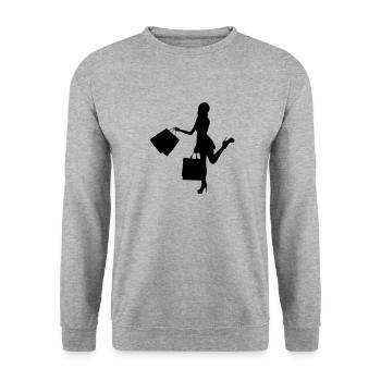 Silhouette Frau Shopping Bag - Unisex Pullover - Weißgrau meliert - Vorne - Alina (178cm) & Michal (187cm)