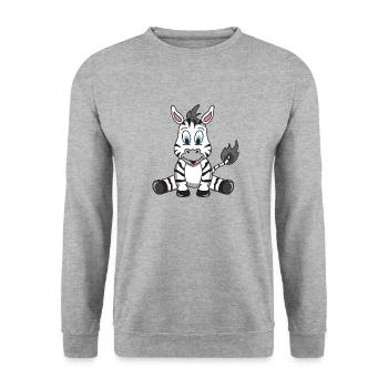 Baby Zebra - Unisex Pullover - Weißgrau meliert - Vorne - Alina (178cm) & Michal (187cm)
