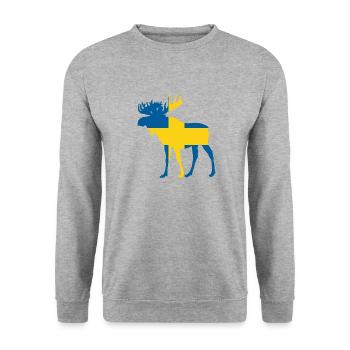 Elch Schweden - Unisex Pullover - Weißgrau meliert - Vorne - Alina (178cm) & Michal (187cm)
