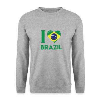 Brasilien Fußball Geschenk Fan Weltmeisterschaft - Unisex Pullover - Weißgrau meliert - Vorne - Alina (178cm) & Michal (187cm)