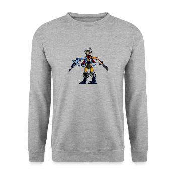 Robot de combat enfant dessinant robot maléfique - Sweat-shirt Unisexe - gris chiné - Devant - Alina (178cm) & Michal (187cm)