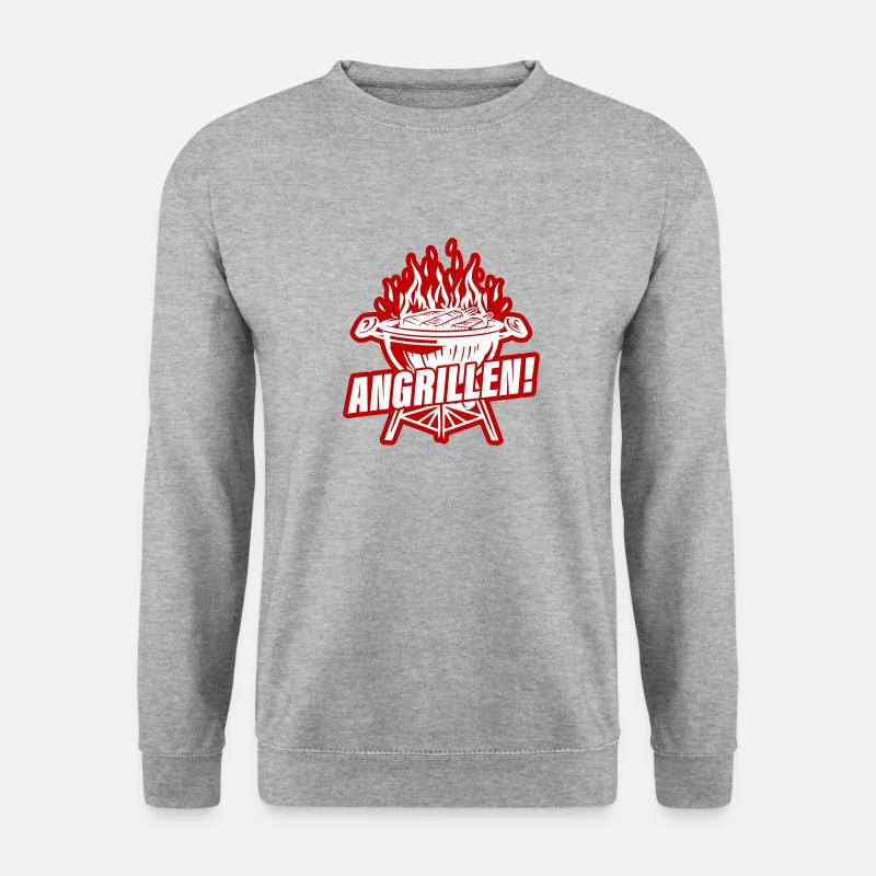 Angrillen Grillen Grill - Unisex Pullover - Weißgrau meliert