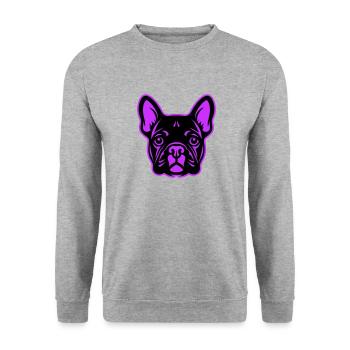 French Bulldog Dog Head - Unisex Sweatshirt - salt & pepper - Front - Alina (178cm) & Michal (187cm)