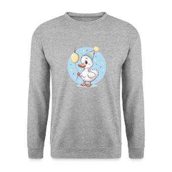 Goose Birthday Baby - Unisex Sweatshirt - salt & pepper - Front - Alina (178cm) & Michal (187cm)