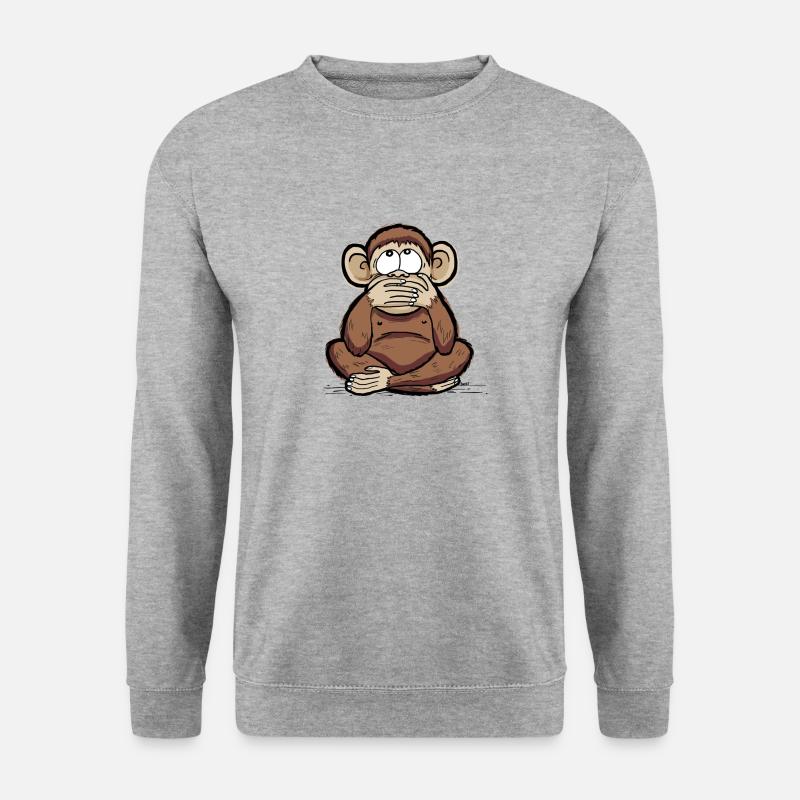 Iwazaru - Affe spricht kein Übel - Unisex Pullover - Weißgrau meliert