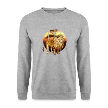 Lion - Unisex Sweatshirt - salt & pepper - Front - Alina (178cm) & Michal (187cm)