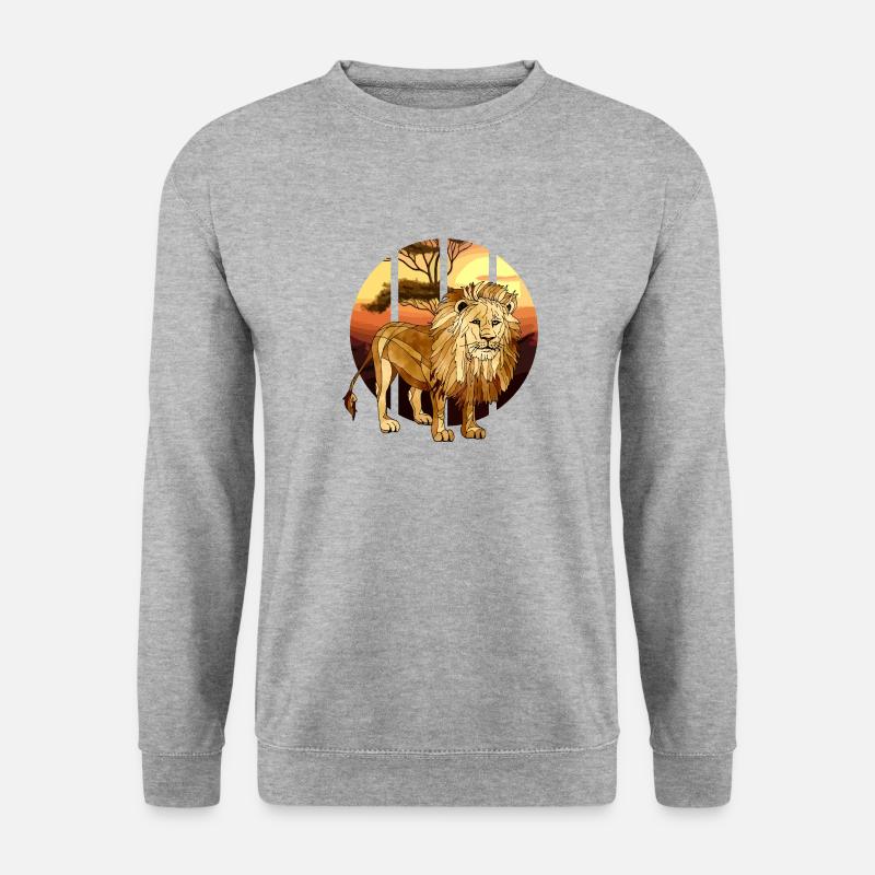 Löwe - Unisex Pullover - Weißgrau meliert