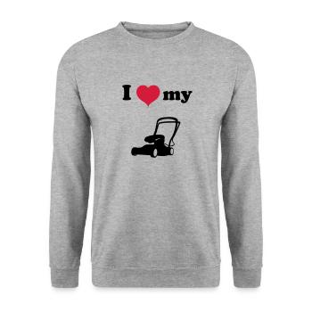 Lawn mower lawn mow green lawn grass gift - Unisex Sweatshirt - salt & pepper - Front - Alina (178cm) & Michal (187cm)