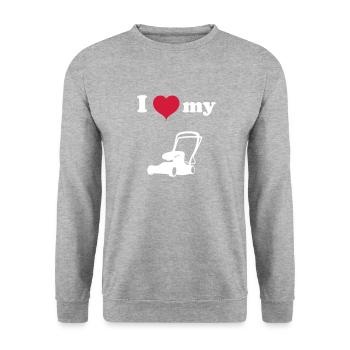 Lawn mower lawn mow green lawn grass gift - Unisex Sweatshirt - salt & pepper - Front - Alina (178cm) & Michal (187cm)
