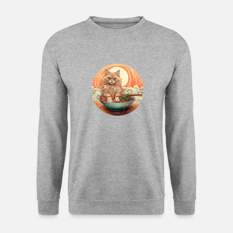 Nudel Katze - Unisex Pullover - Weißgrau meliert