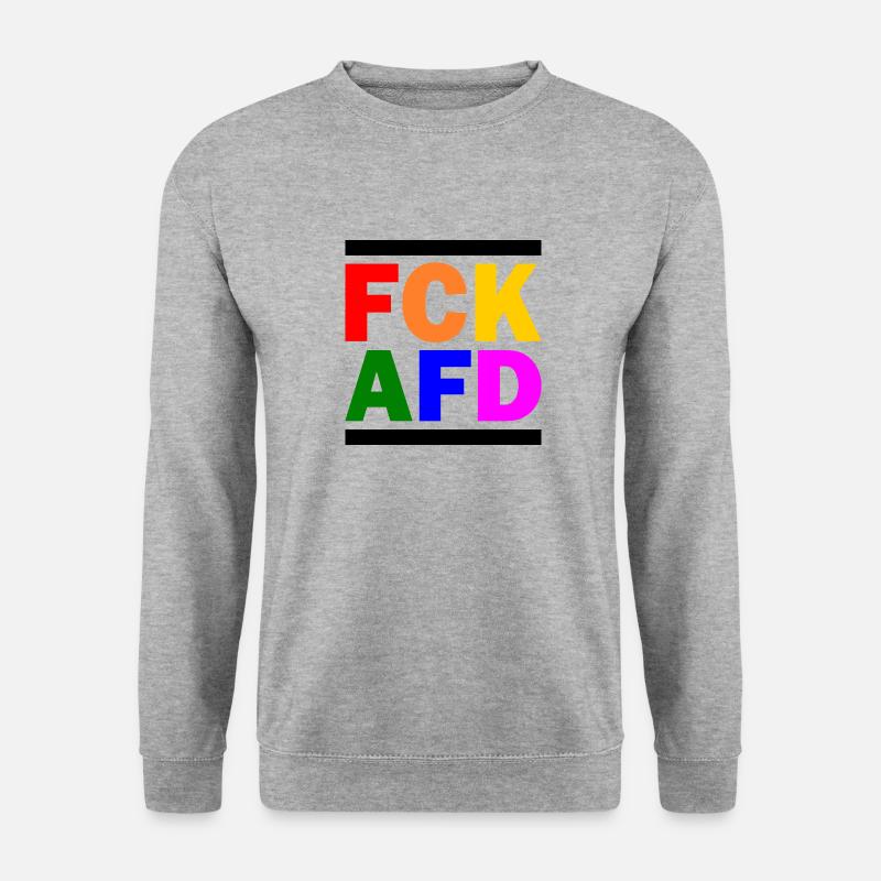 Fck afd - Unisex Pullover - Weißgrau meliert
