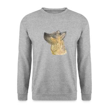 Hund - Unisex Pullover - Weißgrau meliert - Vorne - Alina (178cm) & Michal (187cm)