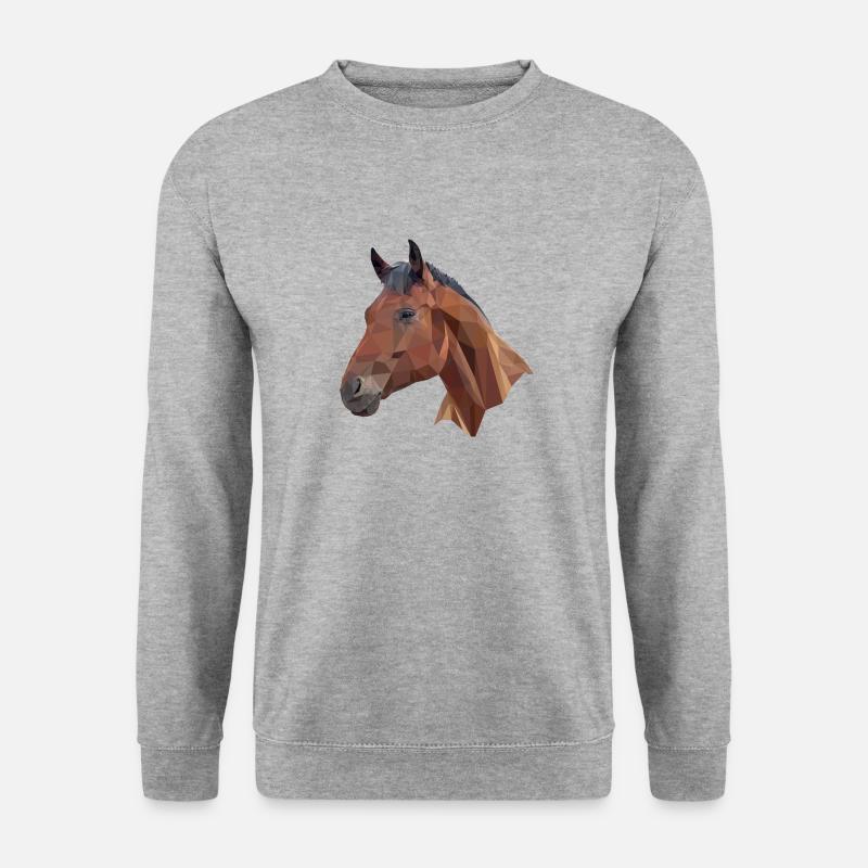 Pferd Poly - Unisex Pullover - Weißgrau meliert