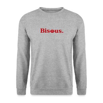 bisous lèvres rouges - Sweat-shirt Unisexe - gris chiné - Devant - Alina (178cm) & Michal (187cm)