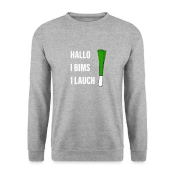 Hello I bims 1 leek - Unisex Sweatshirt - salt & pepper - Front - Alina (178cm) & Michal (187cm)