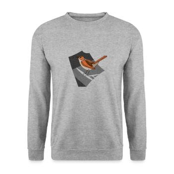 Oiseau rossignol - Sweat-shirt Unisexe - gris chiné - Devant - Alina (178cm) & Michal (187cm)