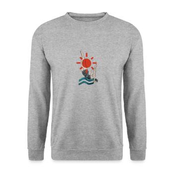 Sprung - Unisex Pullover - Weißgrau meliert - Vorne - Alina (178cm) & Michal (187cm)