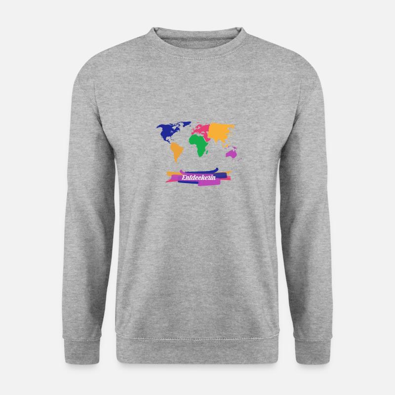 Entdeckerin Weltreise - Unisex Pullover - Weißgrau meliert